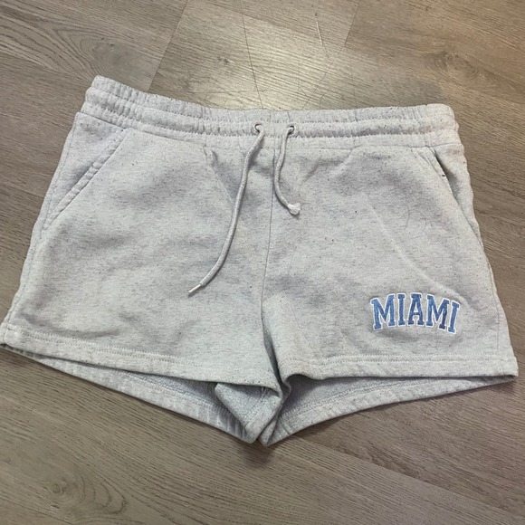 Faded Rose Essentials Pants - Faded Rose Essentials Miami Sweat Shorts Womens XL Gray Fleece Drawstring Sporty